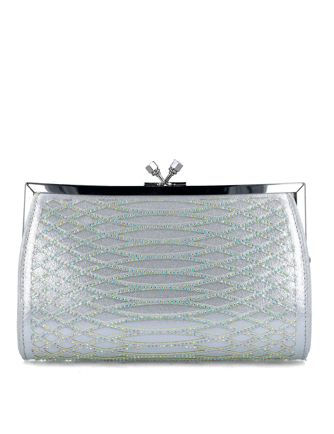Silver Clutch In Imitation Snake Leather_85597_09_01