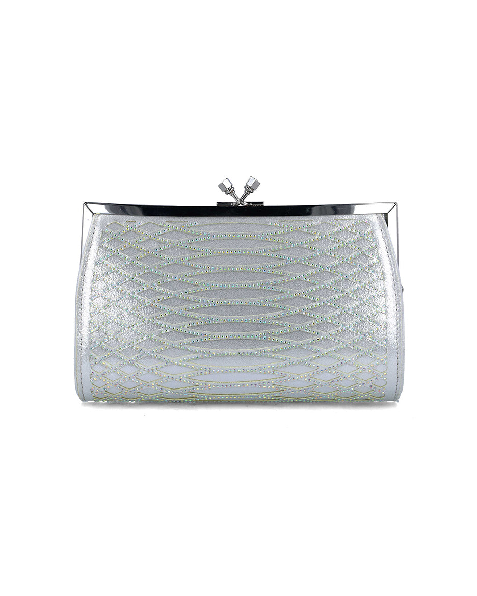 Silver Clutch In Imitation Snake Leather_85597_09_01