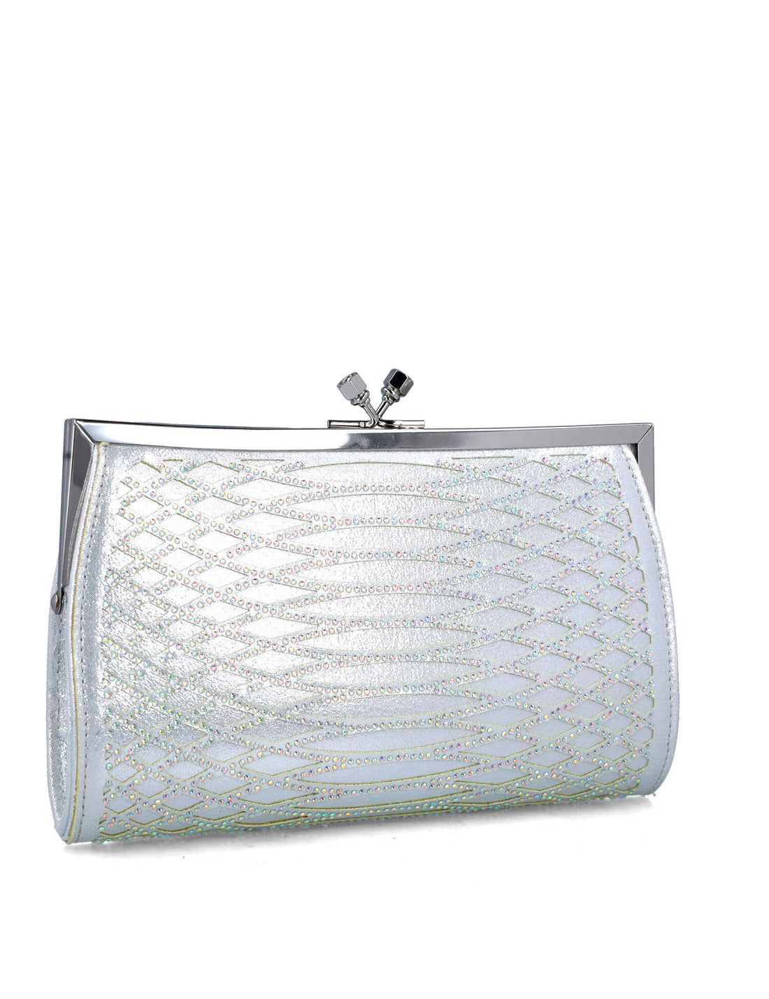 Silver Clutch In Imitation Snake Leather_85597_09_02