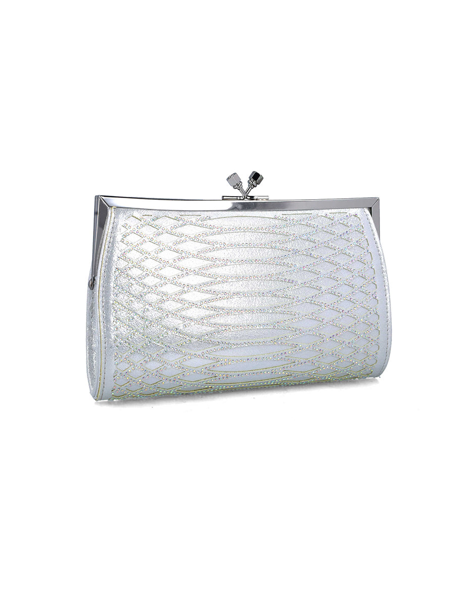 Silver Clutch In Imitation Snake Leather_85597_09_02