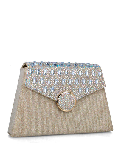 Beige Clutch With Embellished Flap_85636_00_02
