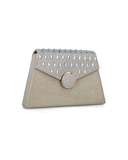 Beige Clutch With Embellished Flap_85636_00_02