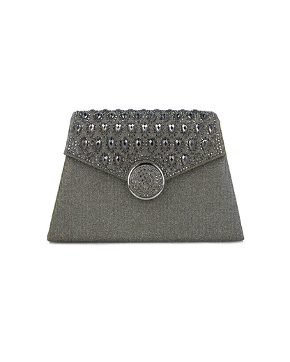 Grey Clutch With Embellished Flap_85636_71_01