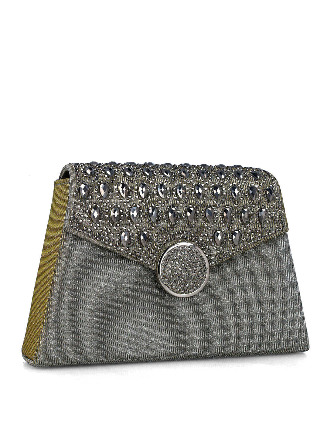 Grey Clutch With Embellished Flap_85636_71_02