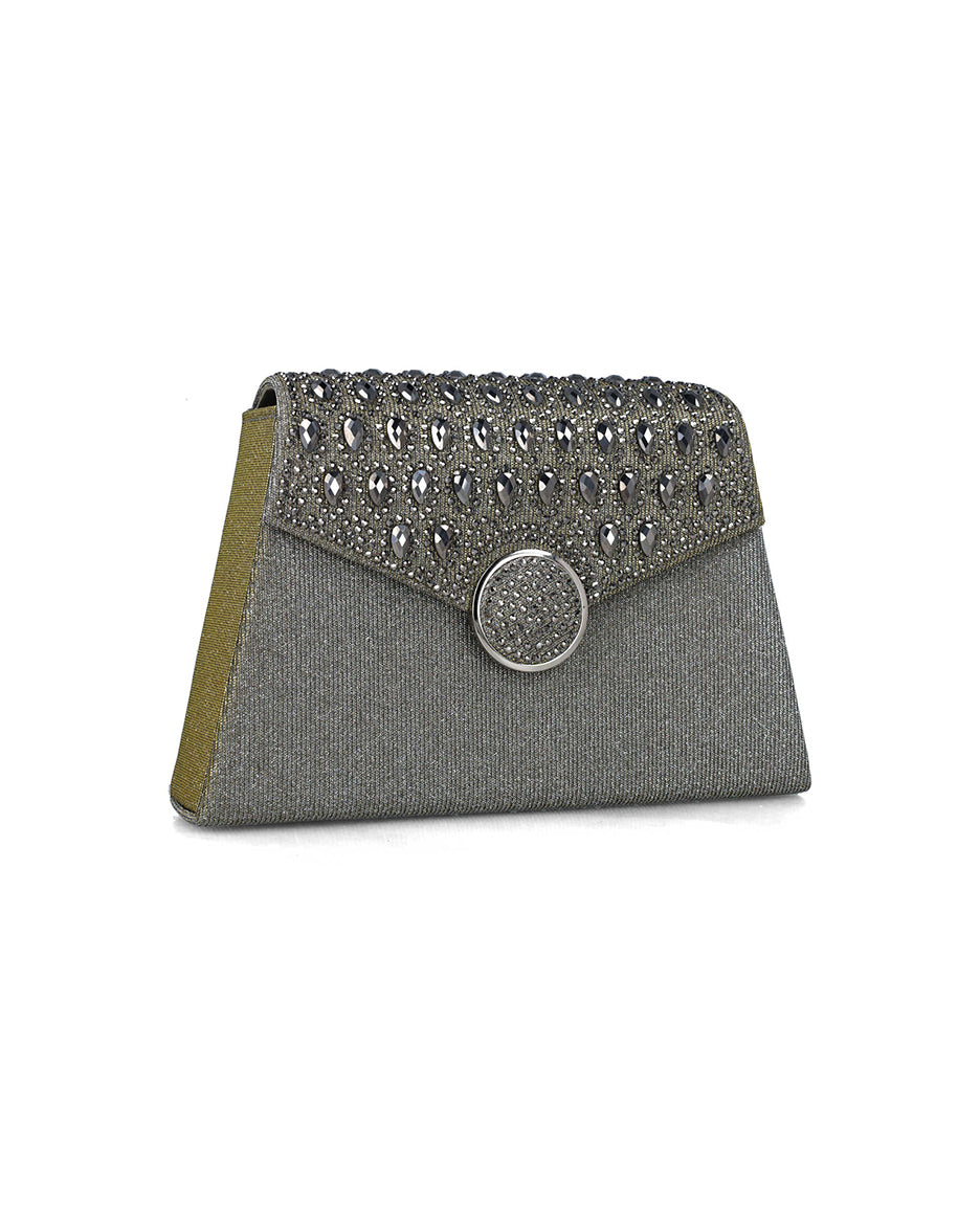 Grey Clutch With Embellished Flap_85636_71_02