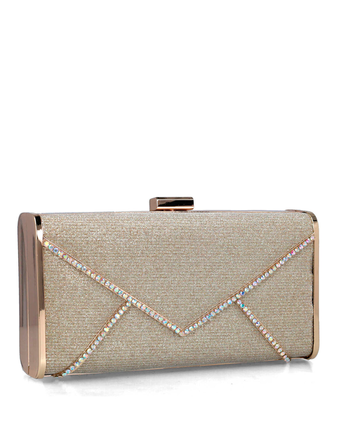 Beige Clutch With Gold Hardware_85656_00_02