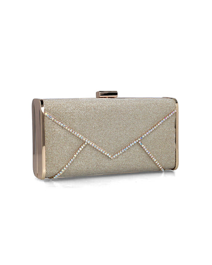 Beige Clutch With Gold Hardware_85656_00_02