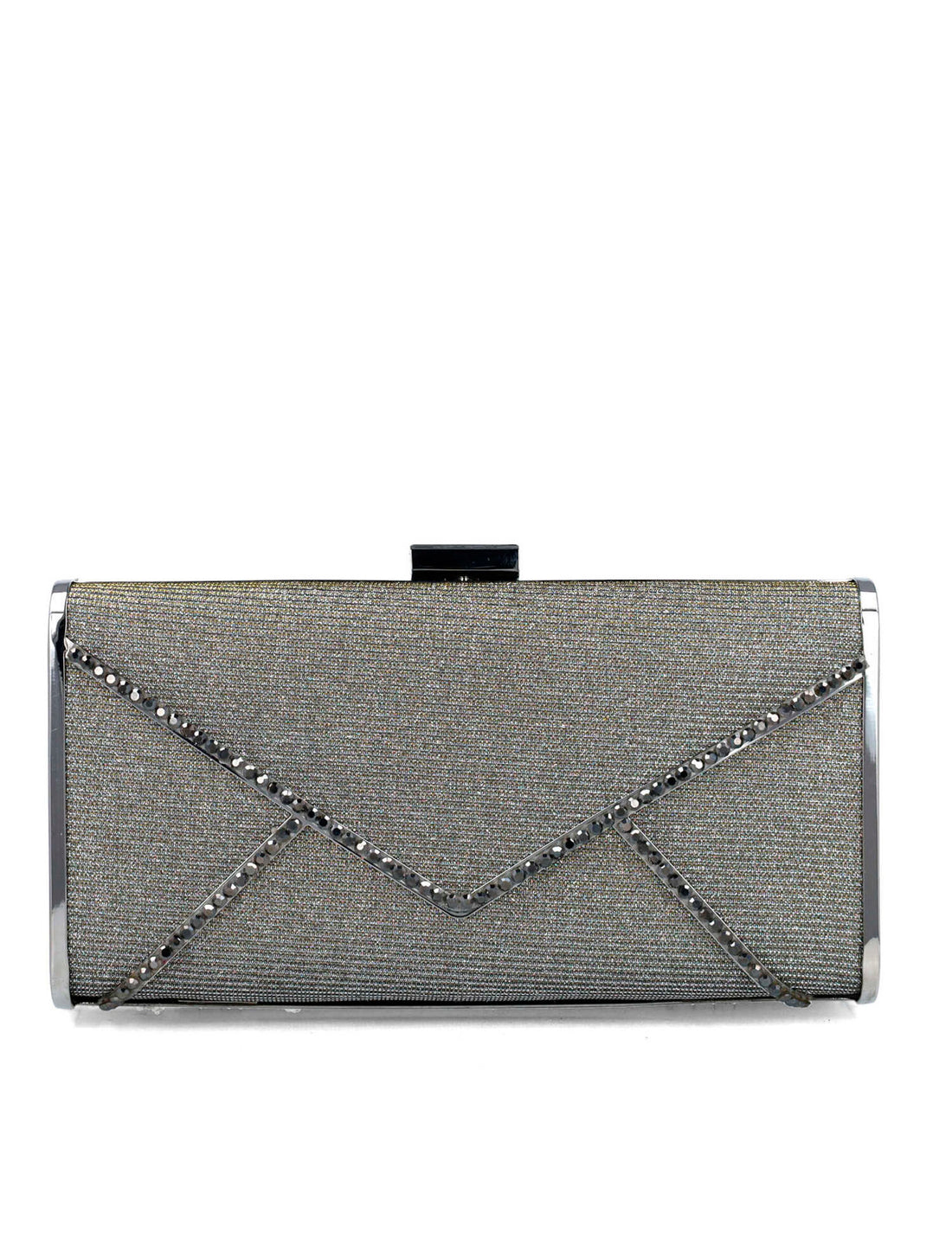 Grey Clutch With Silver Hardware_85656_71_01