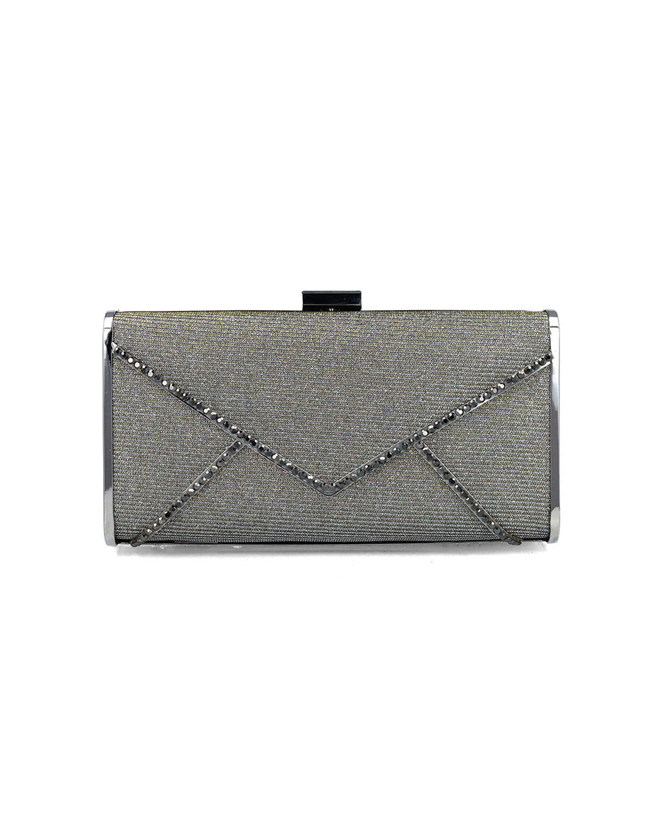 Grey Clutch With Silver Hardware_85656_71_01