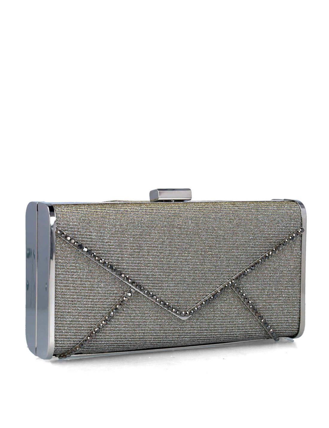 Grey Clutch With Silver Hardware_85656_71_02