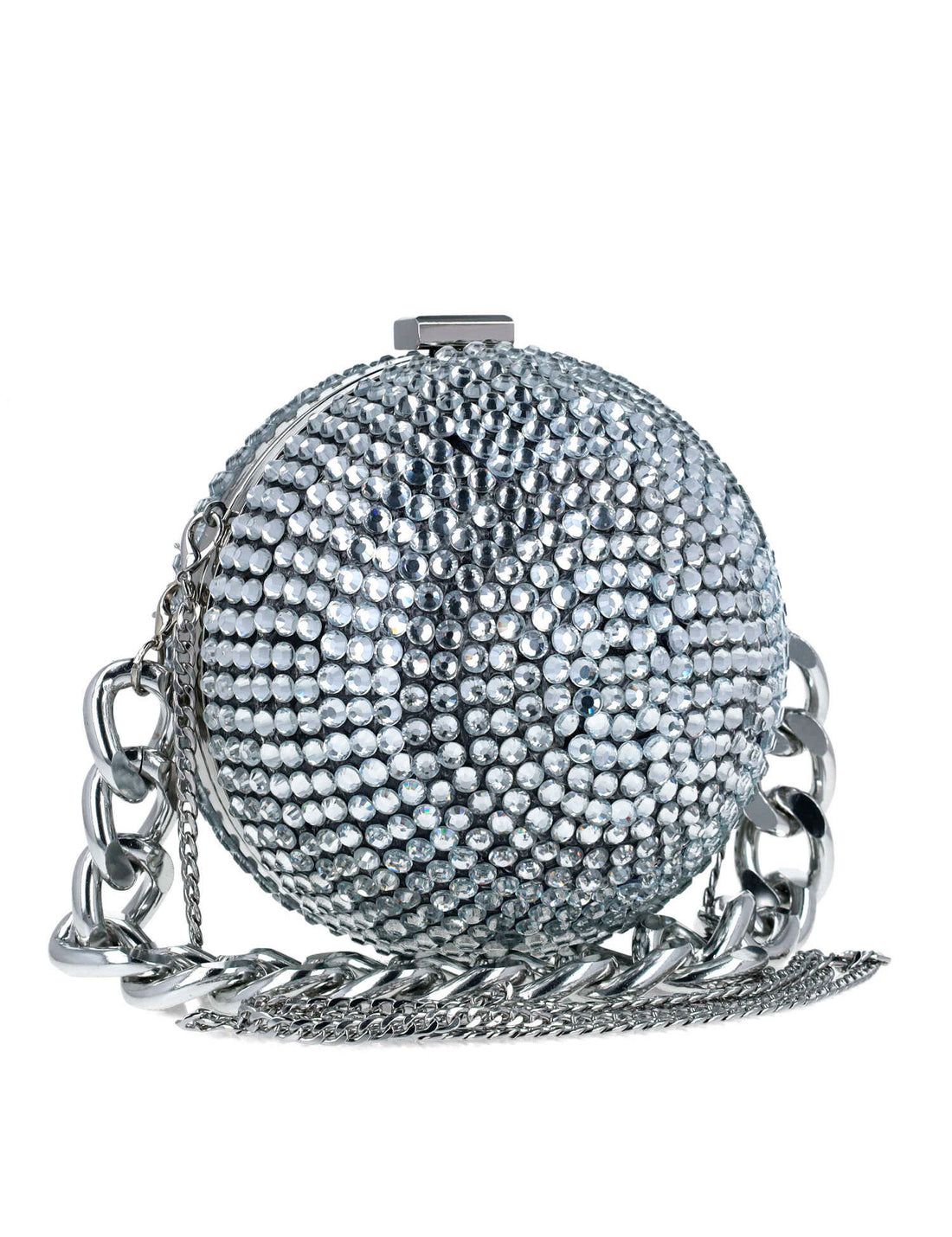 Round Clutch With Over Embellishment And Chain Strap_85670_01_02