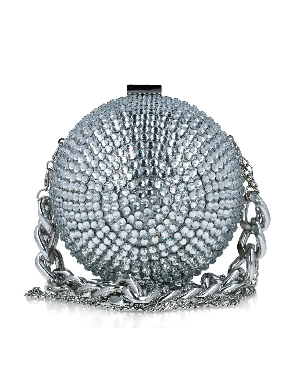 Round Clutch With Over Embellishment And Chain Strap_85670_09_01