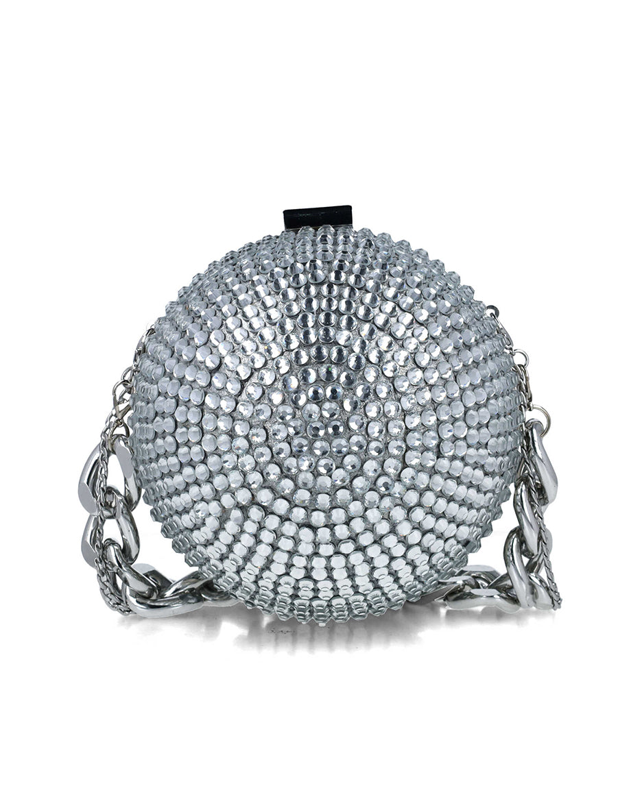 Round Clutch With Over Embellishment And Chain Strap_85670_09_03