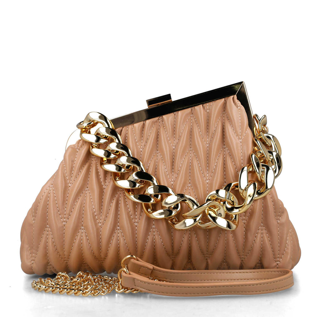 Beige Handbag With Chain Strap_85678_42_01