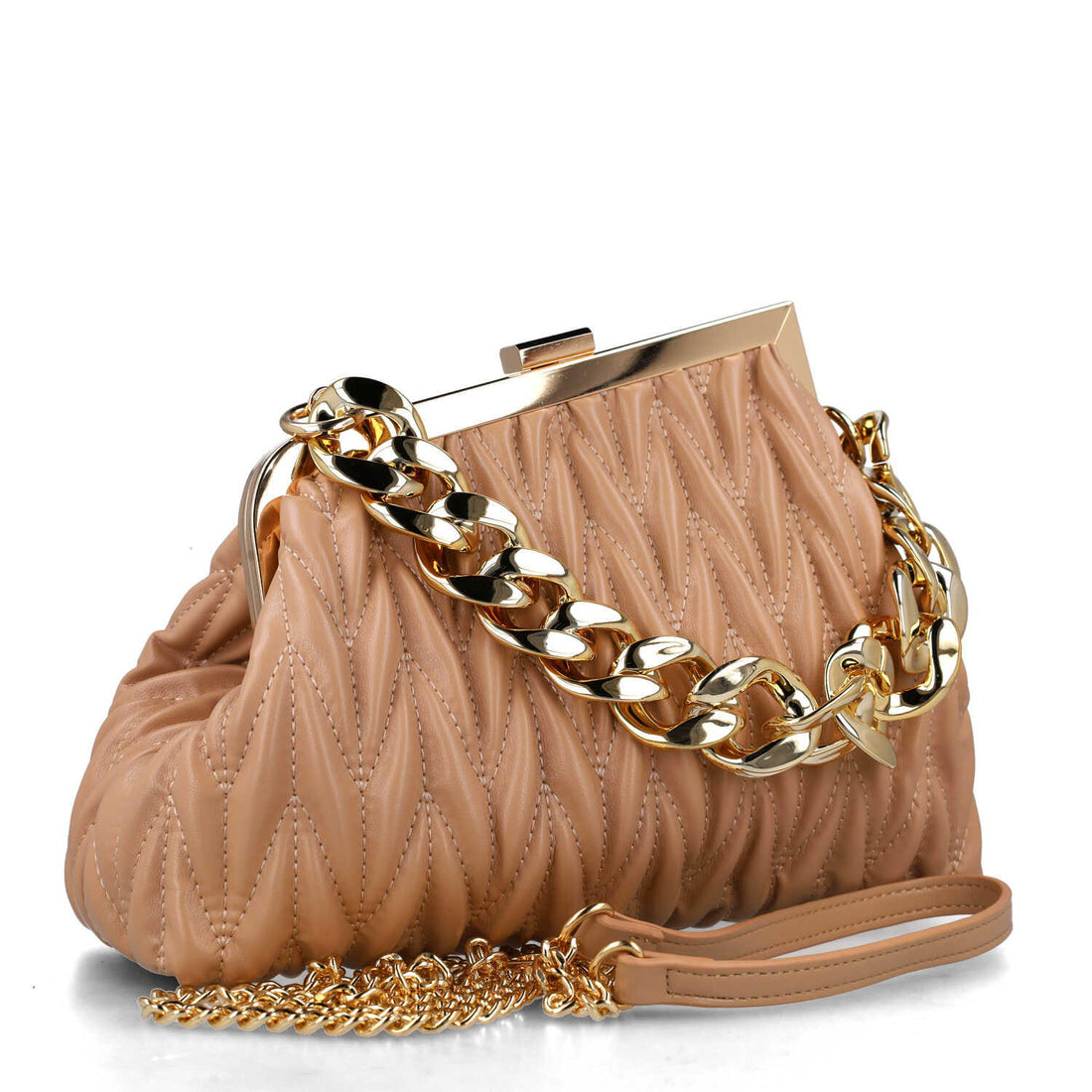 Beige Handbag With Chain Strap_85678_42_02