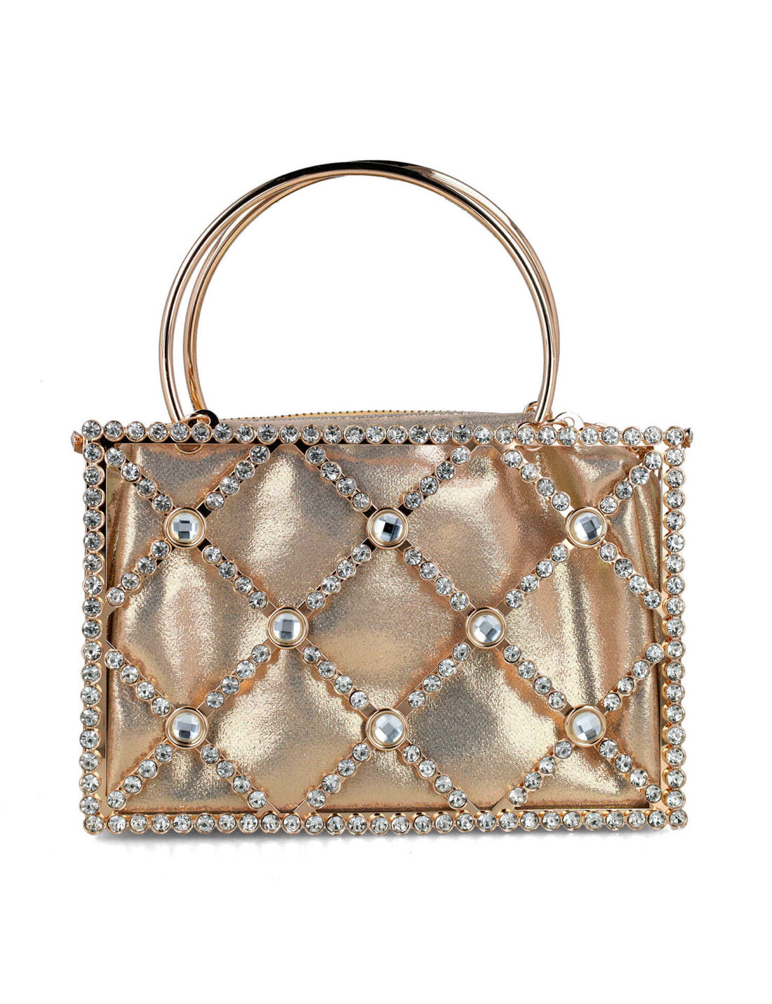 Embellished Square Handbag With Round Straps_85720_00_01