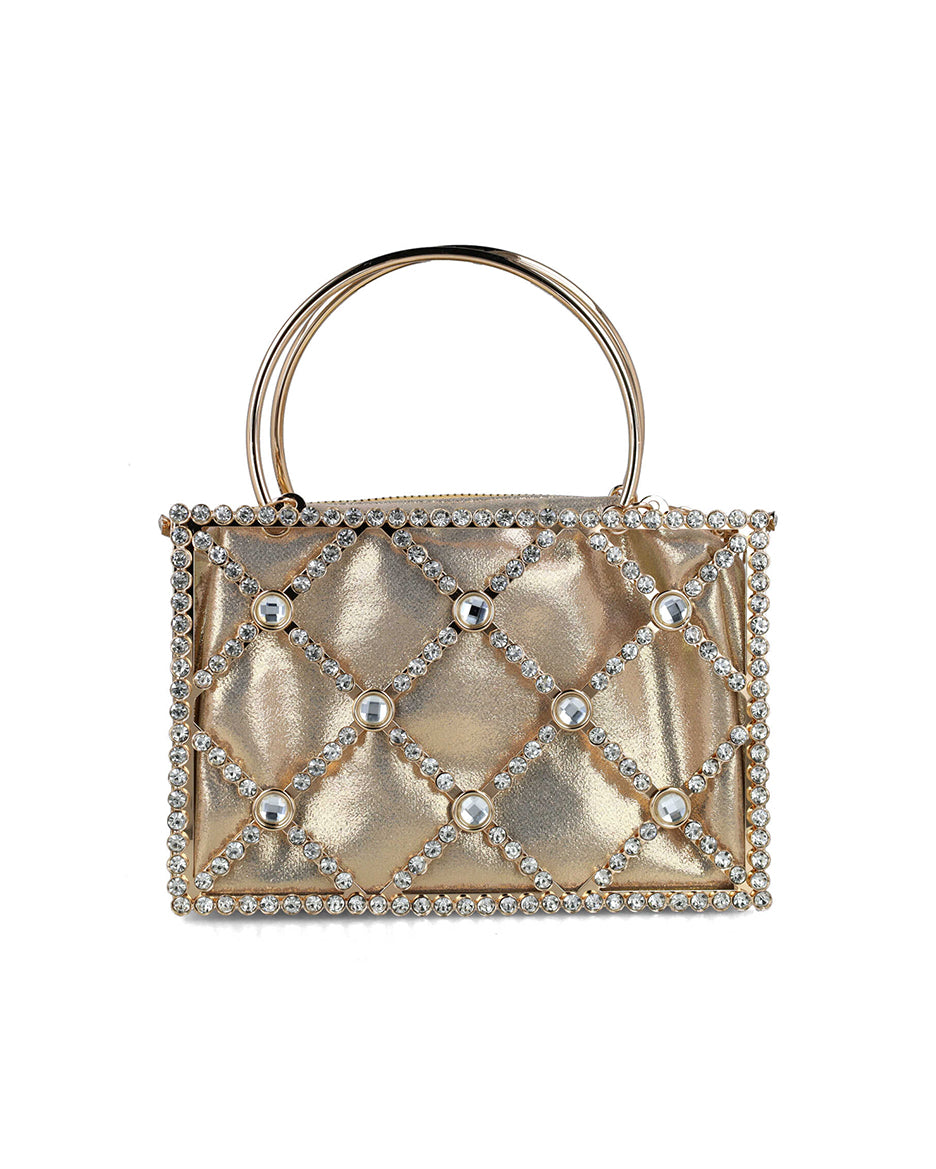 Embellished Square Handbag With Round Straps_85720_00_01