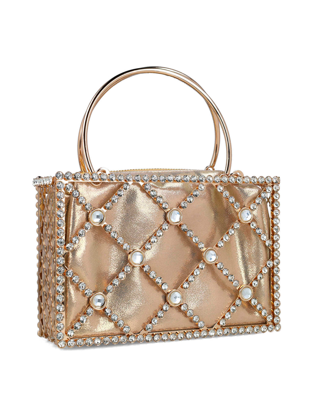 Embellished Square Handbag With Round Straps_85720_00_02