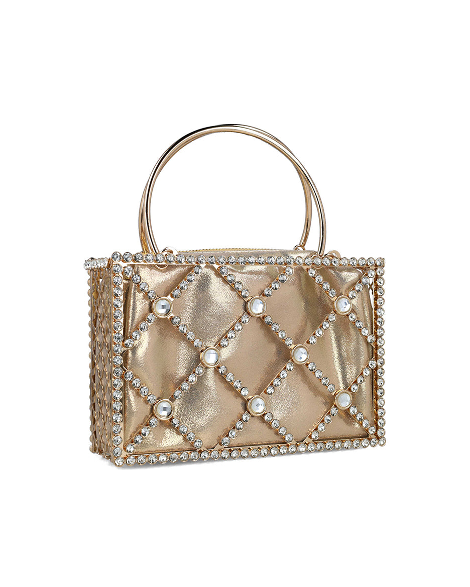 Embellished Square Handbag With Round Straps_85720_00_02