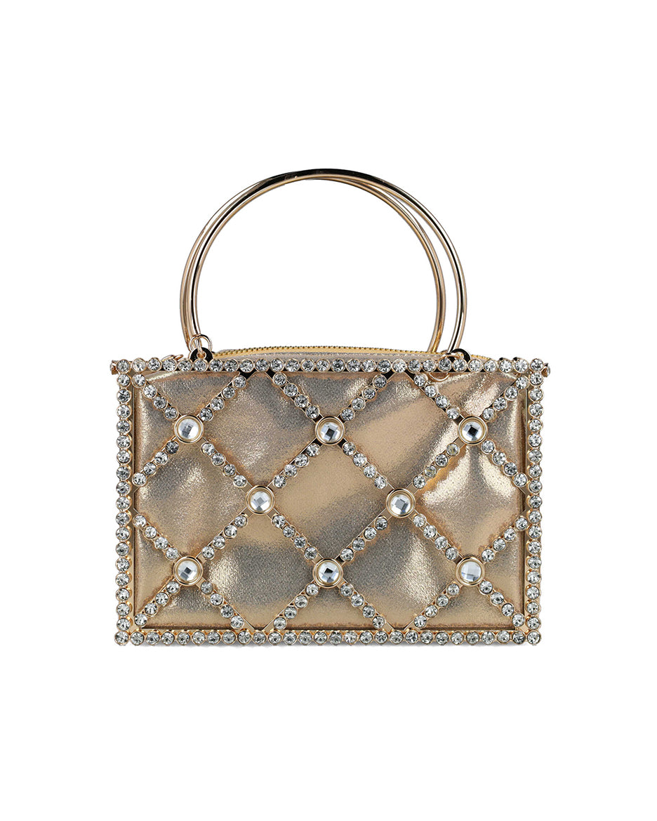 Embellished Square Handbag With Round Straps_85720_00_03