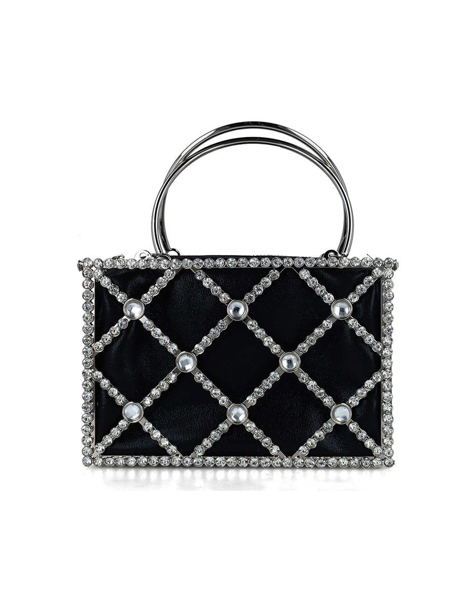 Embellished Square Handbag With Round Straps_85720_01_01