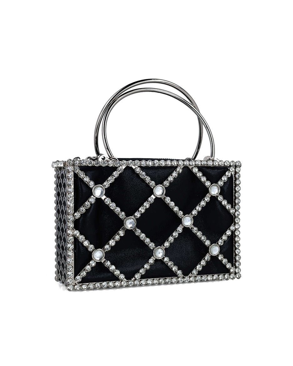 Embellished Square Handbag With Round Straps_85720_01_02