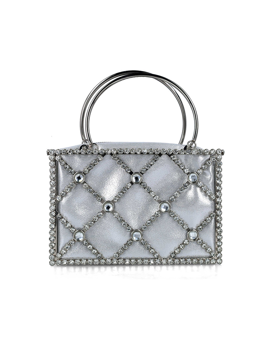 Embellished Square Handbag With Round Straps_85720_09_01