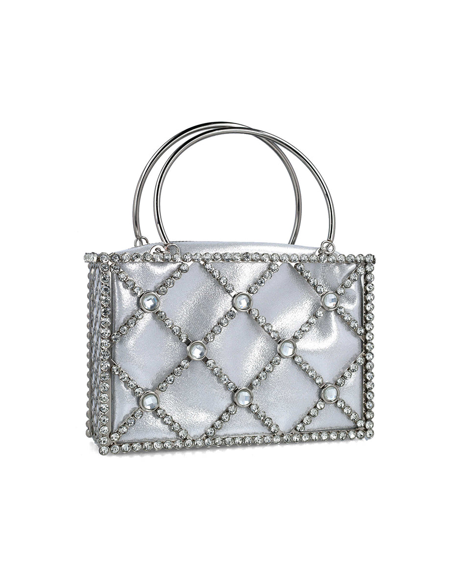 Embellished Square Handbag With Round Straps_85720_09_02