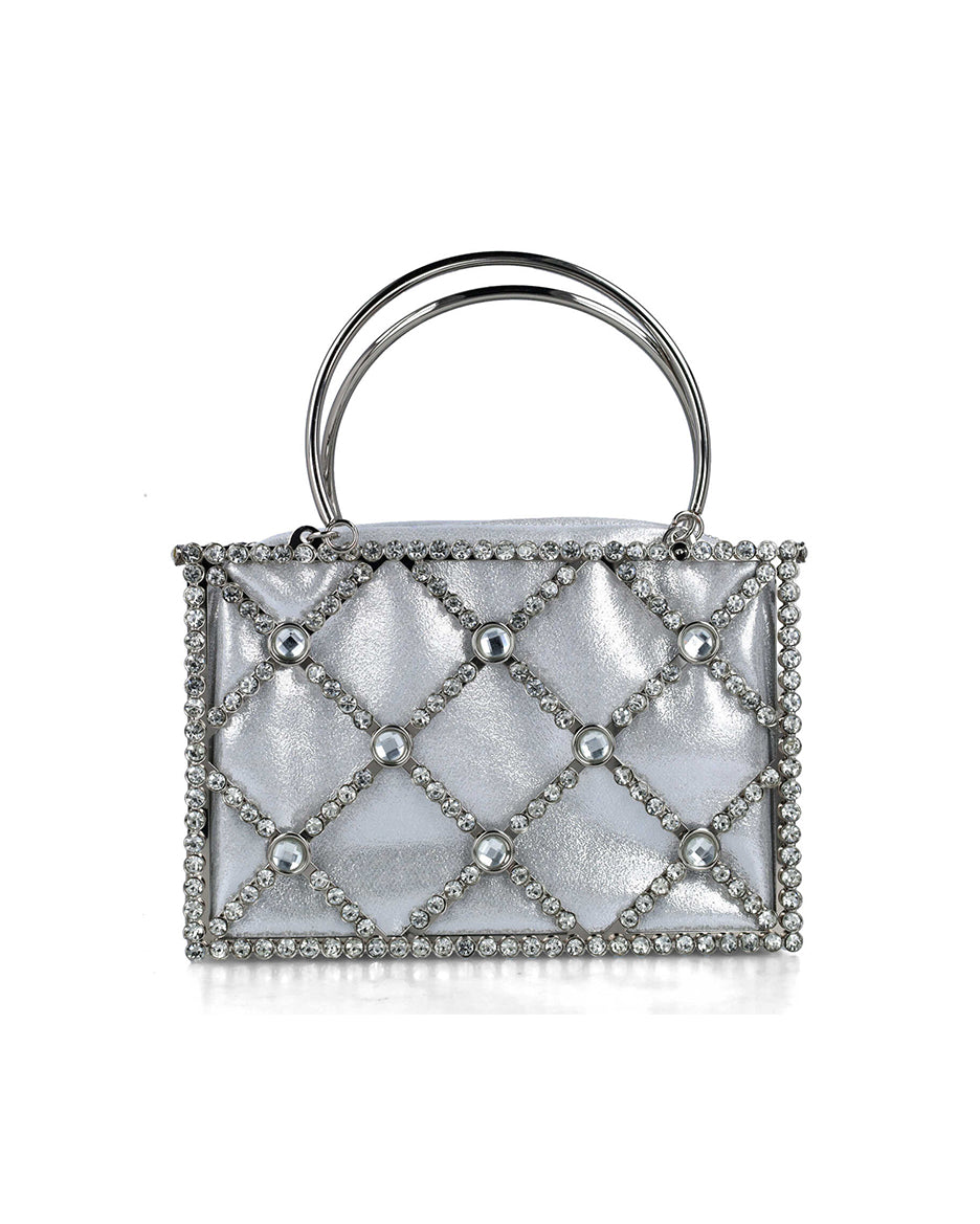 Embellished Square Handbag With Round Straps_85720_09_03