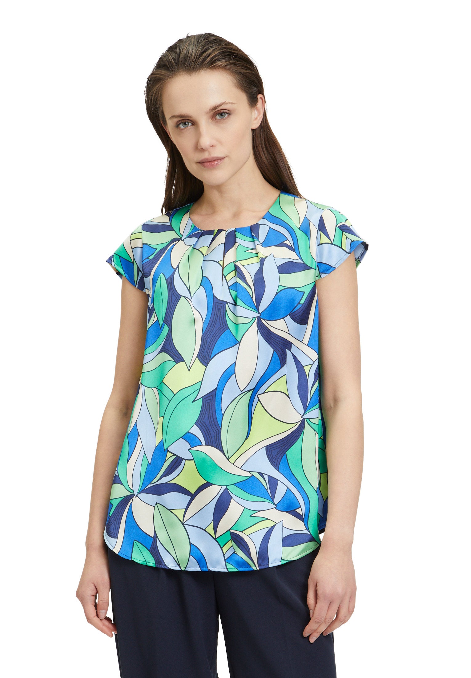 Cap Sleeve Blouse With All Over Print_8662 2463_5880_03