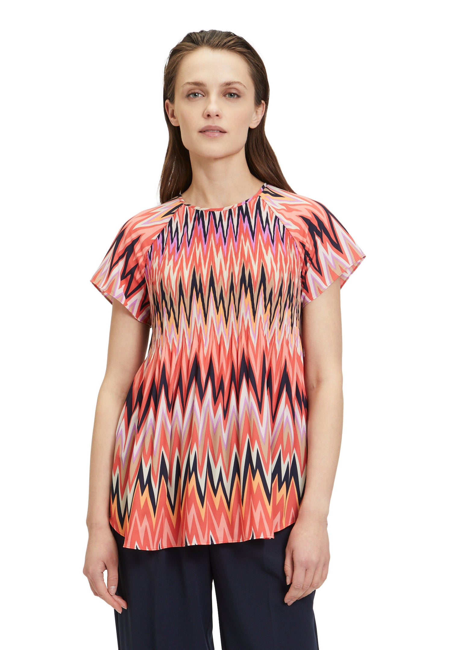 Cap Sleeve Blouse With All Over Print_8676 2524_4868_03