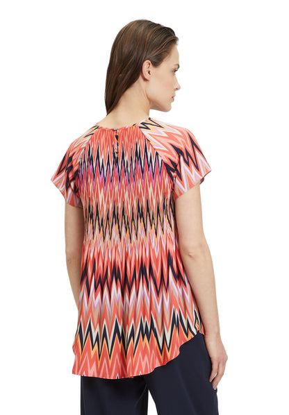 Cap Sleeve Blouse With All Over Print_8676 2524_4868_04