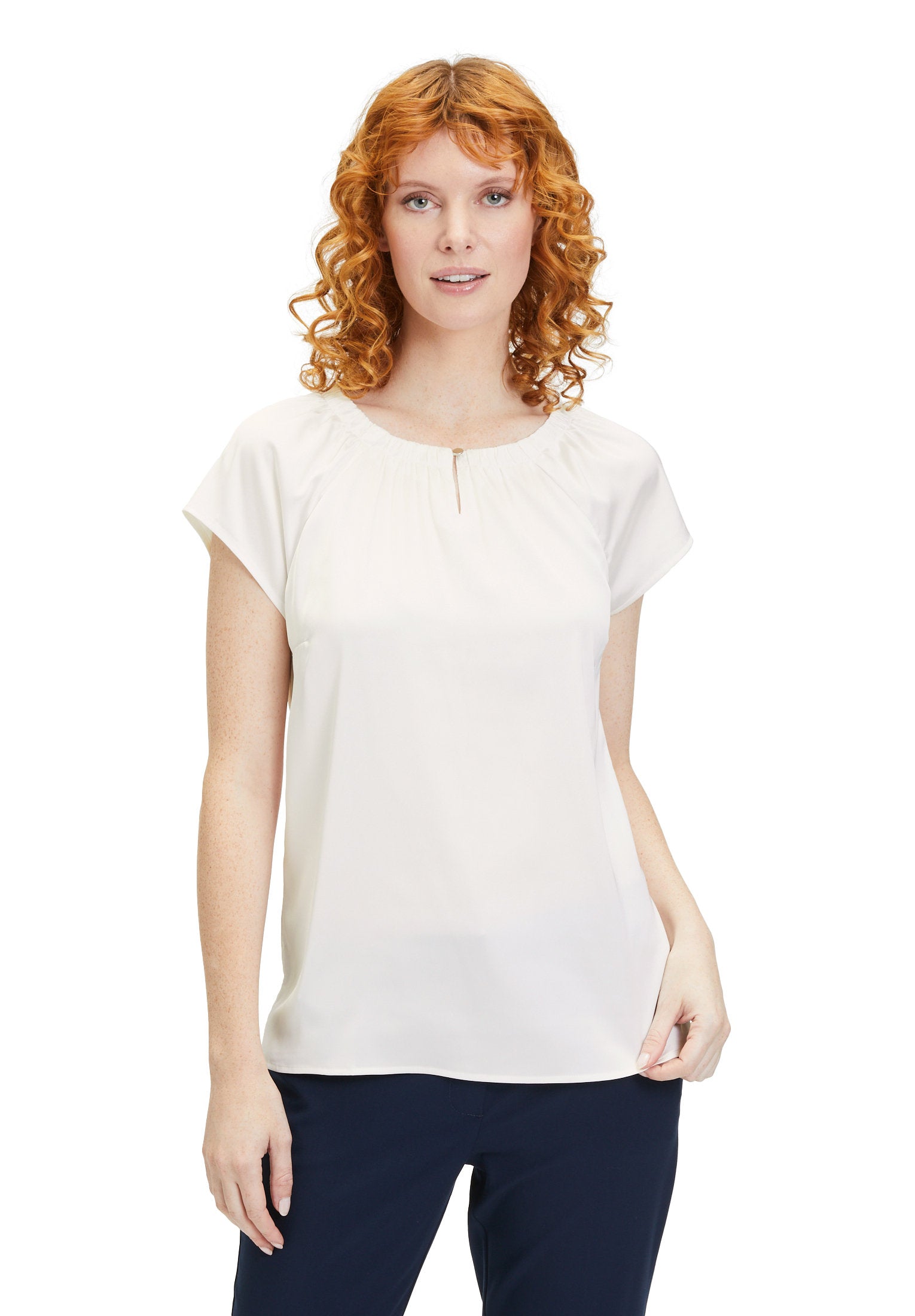 Cap Sleeve Blouse With High Neck_8682 2443_1014_03