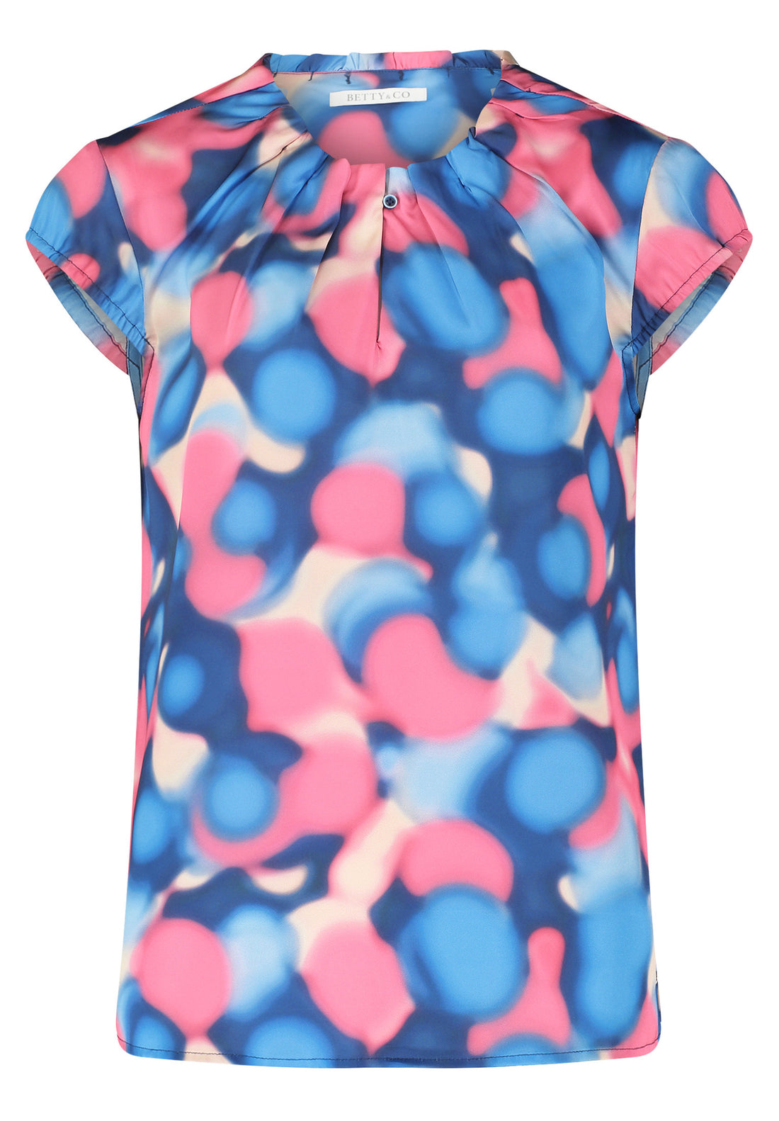 Cap Sleeve Highneck Blouse With All Over Print_8731 3318_8845_01