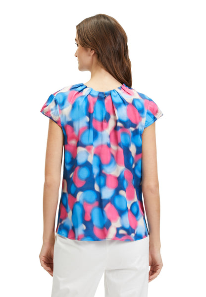 Cap Sleeve Highneck Blouse With All Over Print_8731 3318_8845_04