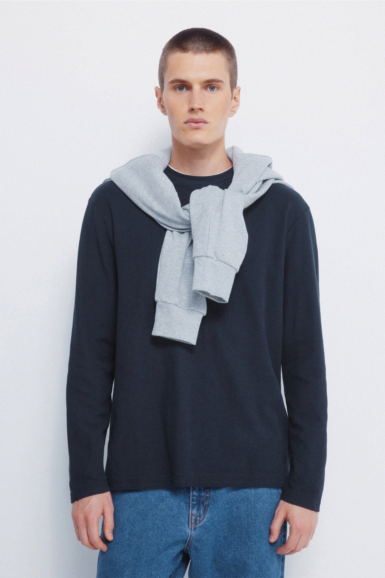 Springfield_Dark Blue_Double Waffle Fabric T-Shirt_8832417_11_01