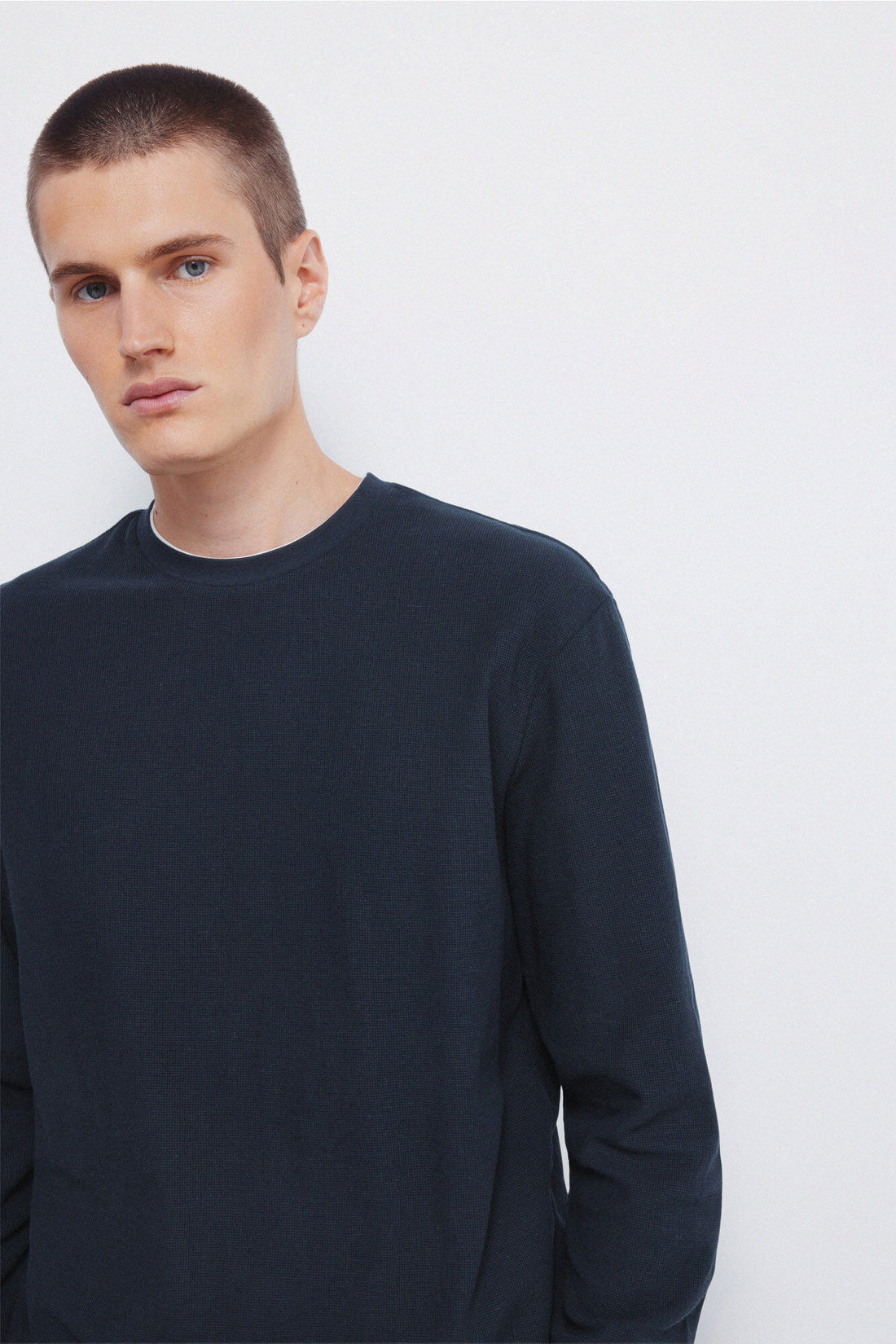 Springfield_Dark Blue_Double Waffle Fabric T-Shirt_8832417_11_02