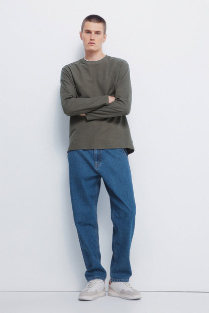 Springfield_Khaki_Double Waffle Fabric T-Shirt_8832417_35_03