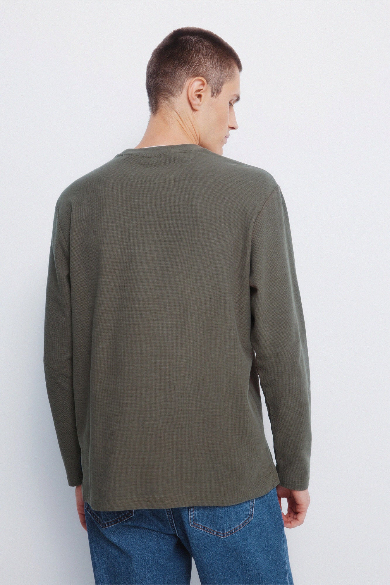 Springfield_Khaki_Double Waffle Fabric T-Shirt_8832417_35_04