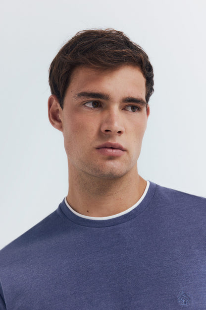 Springfield_Medium_Blue_Double Melange Long Sleeve Shirt_8832420_14_02