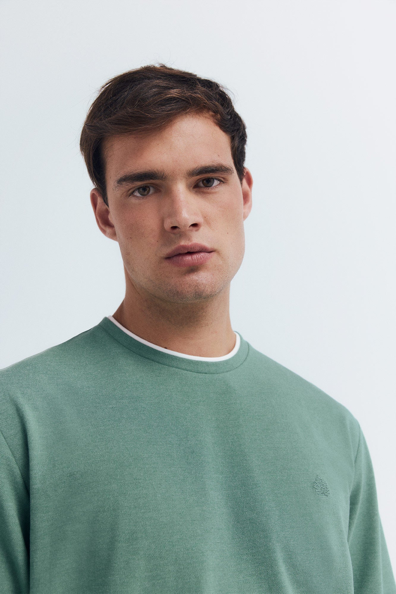 Springfield_Green_Double Melange Long Sleeve Shirt_8832420_25_02