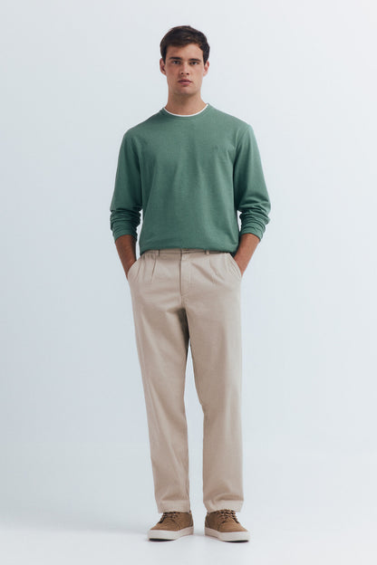 Springfield_Green_Double Melange Long Sleeve Shirt_8832420_25_04