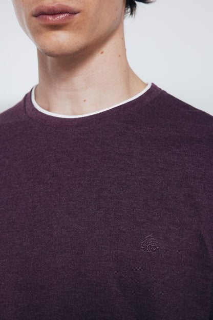 Springfield_Maroon_Double Melange Long Sleeve Shirt_8832420_69_03