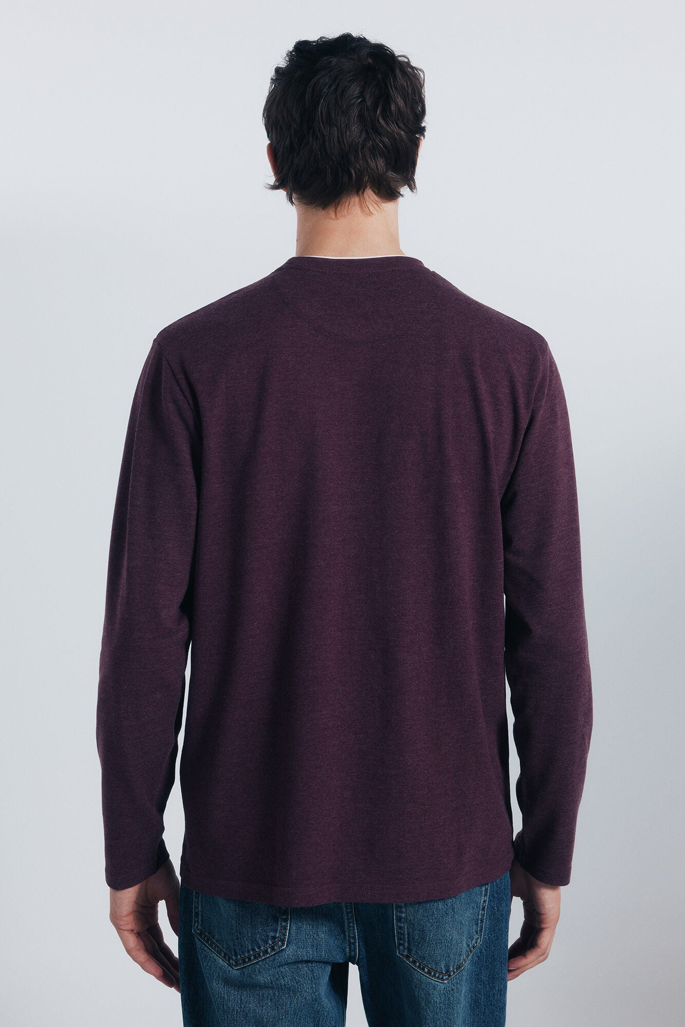 Springfield_Maroon_Double Melange Long Sleeve Shirt_8832420_69_04