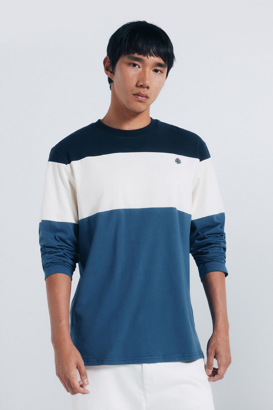 Springfield_Medium_Blue_Long Sleeve PiquŽ Cut-Out T-Shirt_8832423_14_01