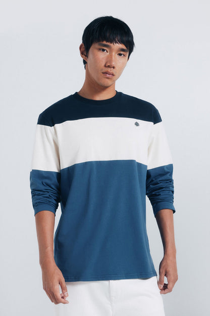 Springfield_Medium_Blue_Long Sleeve PiquŽ Cut-Out T-Shirt_8832423_14_01