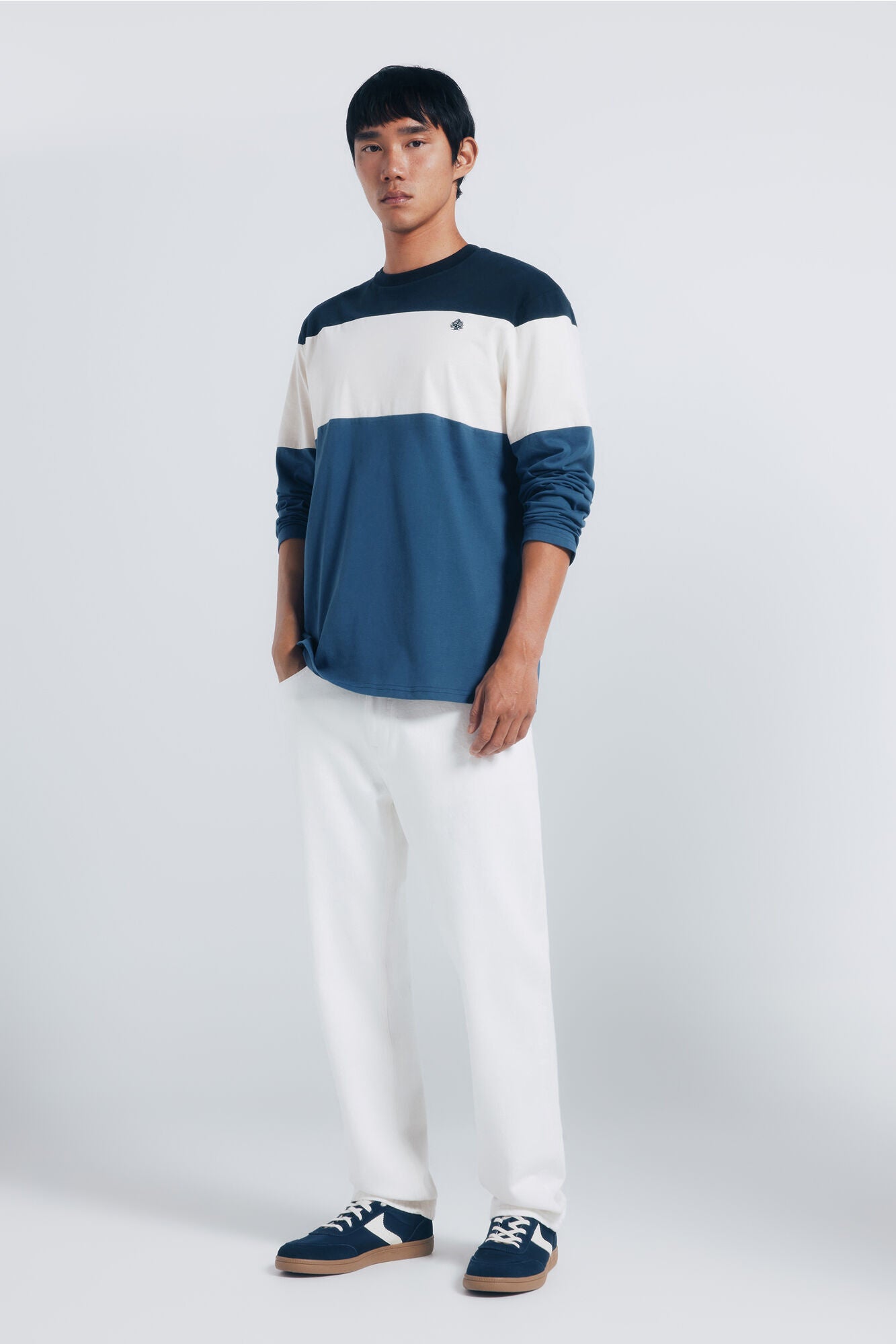 Springfield_Medium_Blue_Long Sleeve PiquŽ Cut-Out T-Shirt_8832423_14_03
