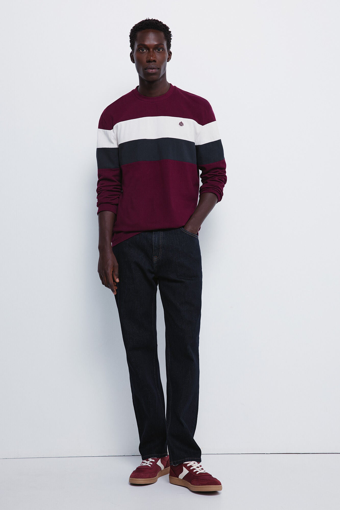 Springfield_Maroon_Long Sleeve PiquŽ Cut-Out T-Shirt_8832426_69_03