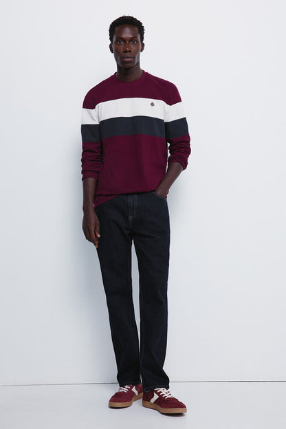 Springfield_Maroon_Long Sleeve PiquŽ Cut-Out T-Shirt_8832426_69_03