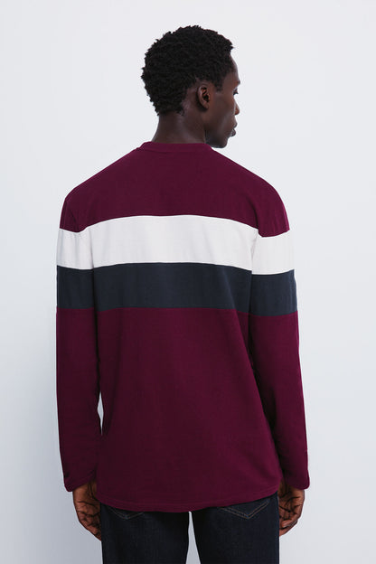 Springfield_Maroon_Long Sleeve PiquŽ Cut-Out T-Shirt_8832426_69_04